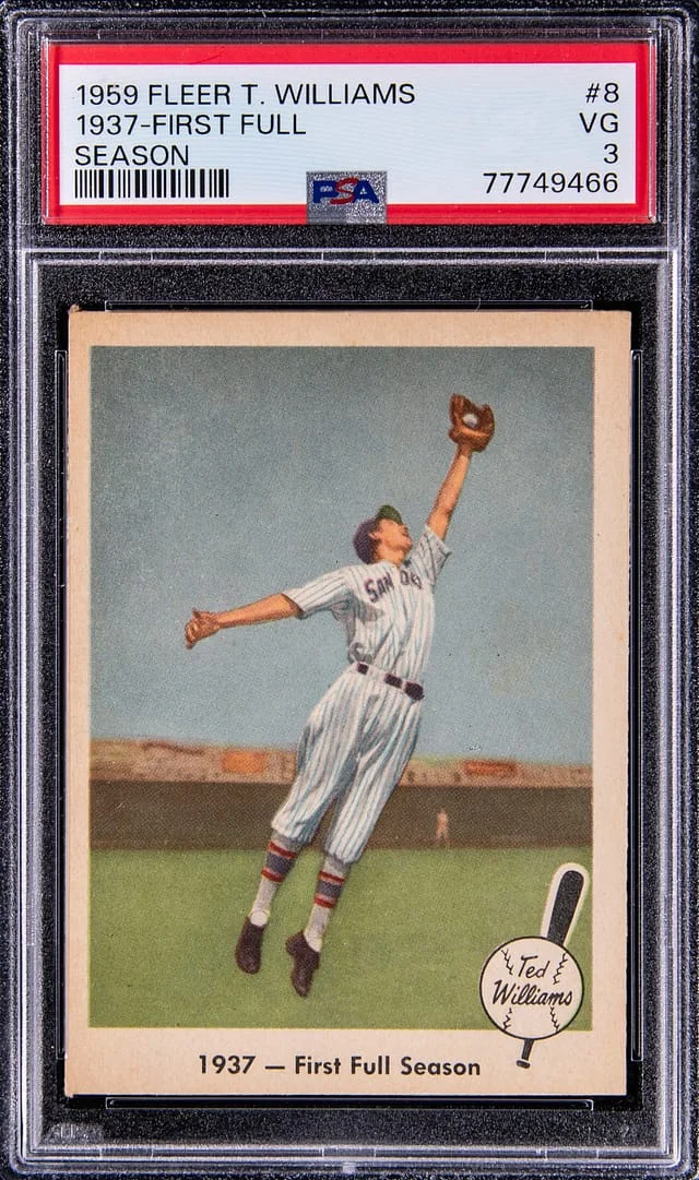 1959 Fleer 1937 First Full Season Ted Williams #8 card image