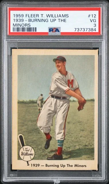 1959 Fleer 1939-Burning Up The Minors Ted Williams #12 card image