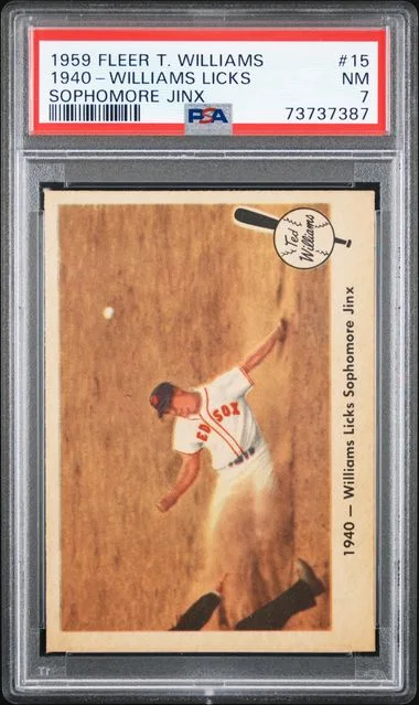 1959 Fleer 1940-Williams Licks Sophomore Jinx Ted Williams #15 card image