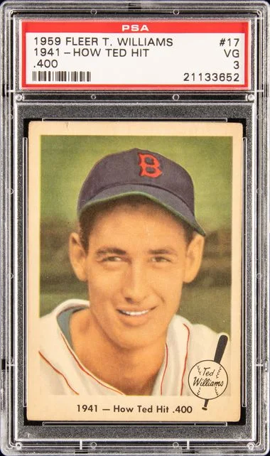 1959 Fleer 1941-How Ted HIT Ted Williams .400 #17 card image