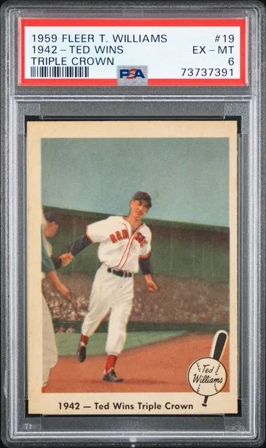 1959 Fleer 1942 Ted Wins Triple Crown Ted Williams #19 card image