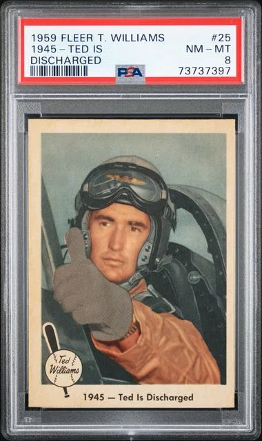 1959 Fleer 1945-Ted Is Ted Williams Discharged #25 card image