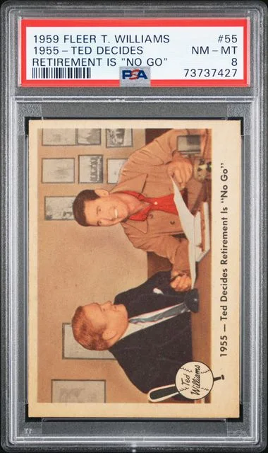 1959 Fleer 1955-Ted Decides Ted Williams Retirement Is No Go #55 card image