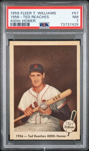 1959 Fleer 1956-Ted Reaches 400th Homer Ted Williams #57 card image