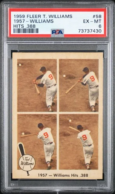 1959 Fleer 1957 Williams Hits .388 Ted Williams #58 card image