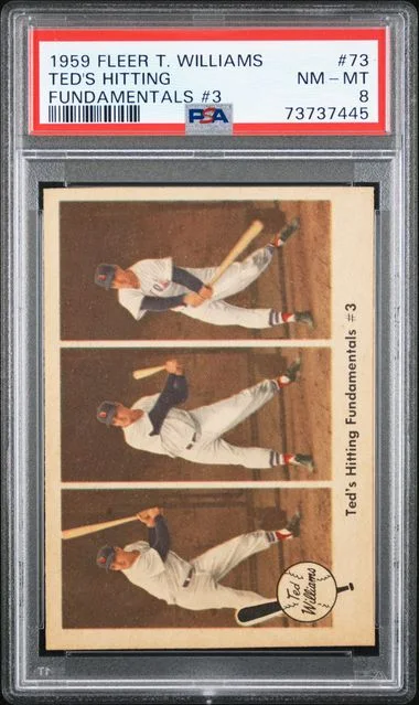 1959 Fleer 73 Ted's Hitting Ted Williams Fundamentals #3 card image