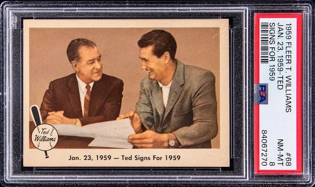 1959 Fleer Jan. 23, 1959 – Ted Signs For 1959 Ted Williams #68 card image