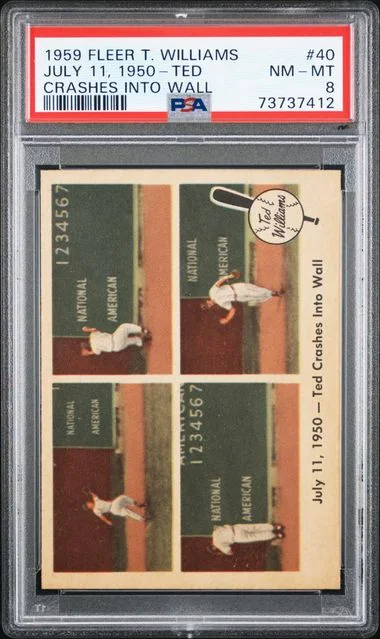 1959 Fleer July 11, 1950-Ted Crashes Into Wall Ted Williams #40 card image