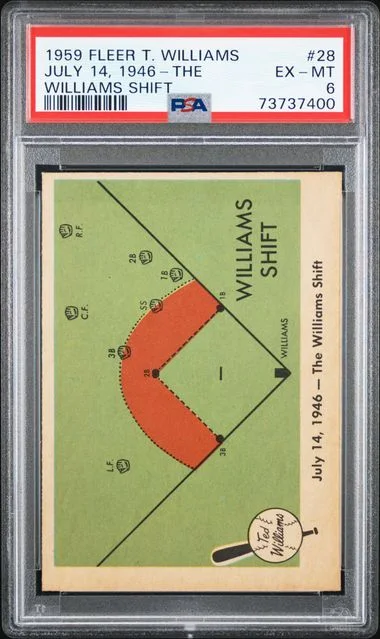 1959 Fleer July 14, 1946 - The Williams Shift Ted Williams #28 card image