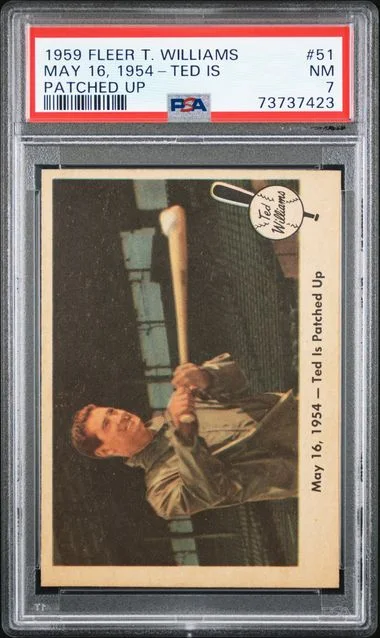 1959 Fleer May 16, 1954 - Ted Is Patched Up Ted Williams #51 card image