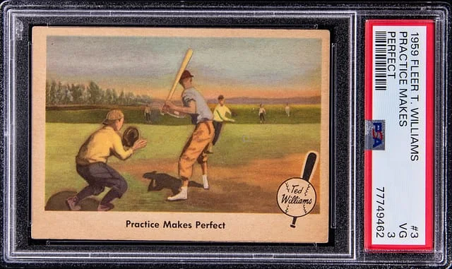 1959 Fleer Practice Makes Perfect Ted Williams #3 card image