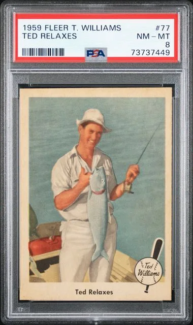 1959 Fleer Ted Relaxes Ted Williams #77 card image