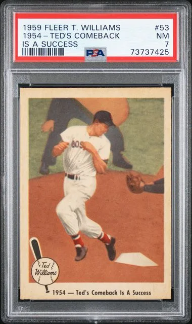 1959 Fleer Ted's Comeback is a Success #53 Ted Williams #1954 card image