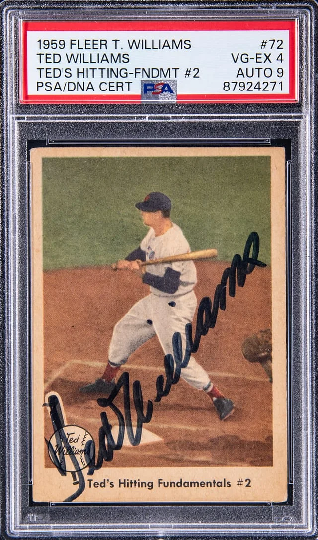 1959 Fleer Ted's Hitting Fundamentals #2, Ted Williams #72 card image