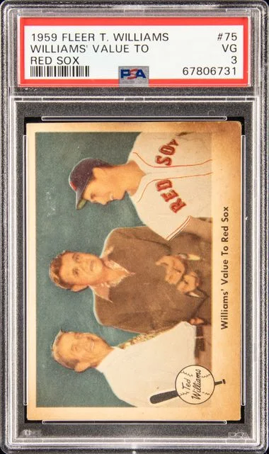 1959 Fleer Williams' Value To Red Sox Ted Williams #75 card image