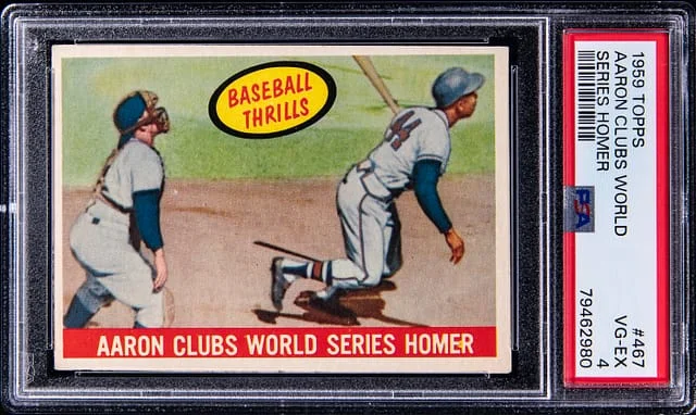 1959 Topps Aaron Clubs World Series Homer #467 card image
