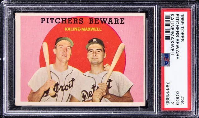 1959 Topps Al Kaline/Charlie Maxwell Pitchers Beware #34 card image