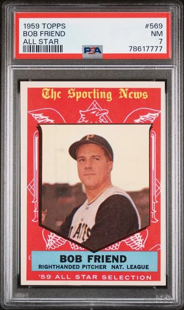 1959 Topps Bob Friend All Star #569 card image