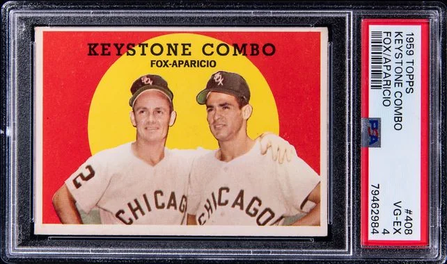 1959 Topps Fox/Aparicio Keystone Combo #408 card image