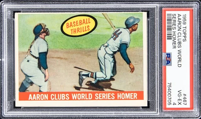1959 Topps Hank Aaron Aaron Clubs World Series Homer #467 card image