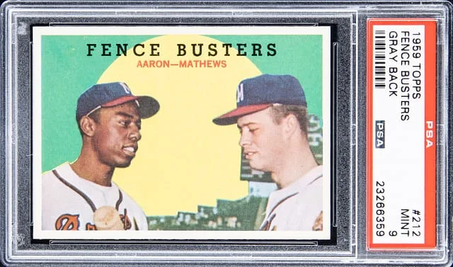 1959 Topps Hank Aaron/Eddie Mathews Fence Busters #212 card image