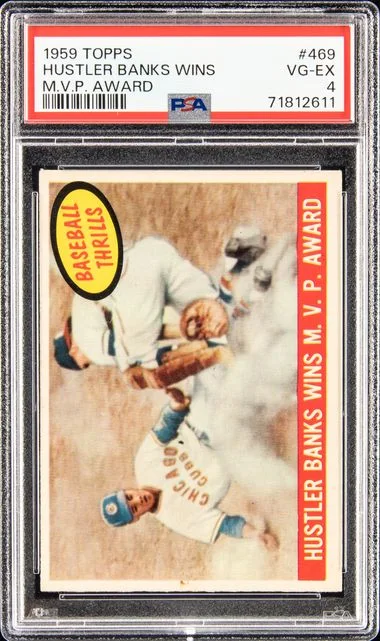 1959 Topps Hustler Banks Wins M.V.P. Award #469 card image