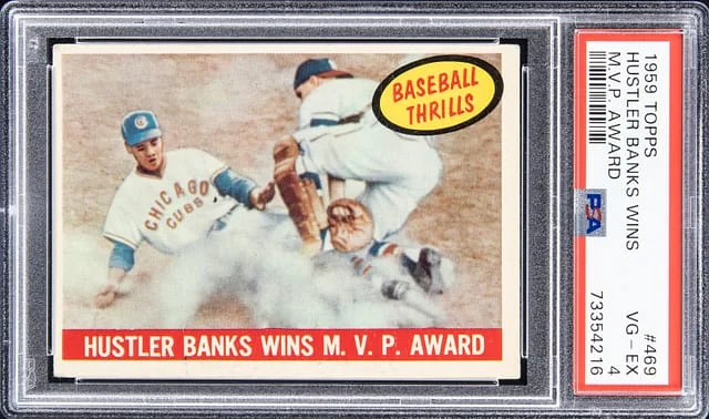 1959 Topps Hustler Banks Wins M.V.P. Award #469 card image