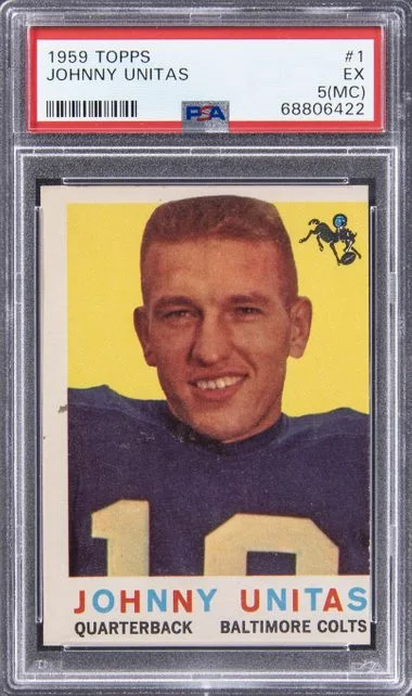 1959 Topps Johnny Unitas #1 card image