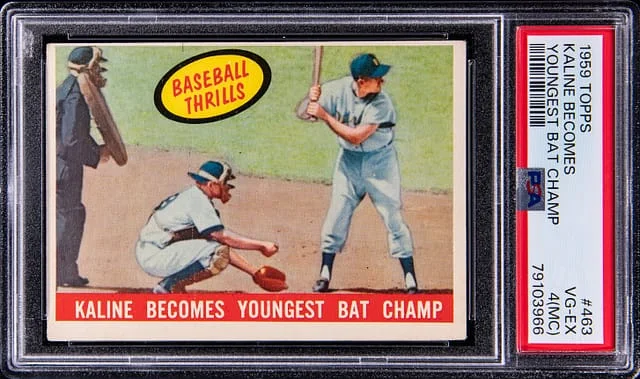 1959 Topps Kaline Becomes Youngest Bat Champ #463 card image