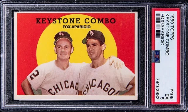 1959 Topps Keystone Combo Fox/Aparicio #408 card image