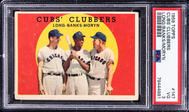1959 Topps Long/Banks/Moryn Cubs' Clubbers #147 card image