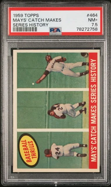 1959 Topps Mays' Catch Makes #464 card image