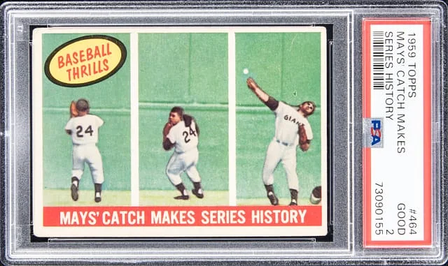 1959 Topps Mays' Catch Makes Series History #464 #no-number card image