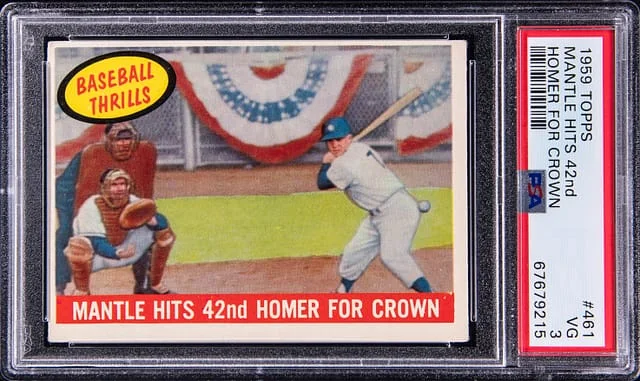 1959 Topps Mickey Mantle Mantle Hits 42nd Homer For Crown #461 card image