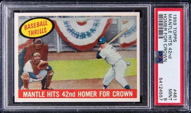 1959 Topps Mickey Mantle Hits 42nd Homer For Crown #461 card image