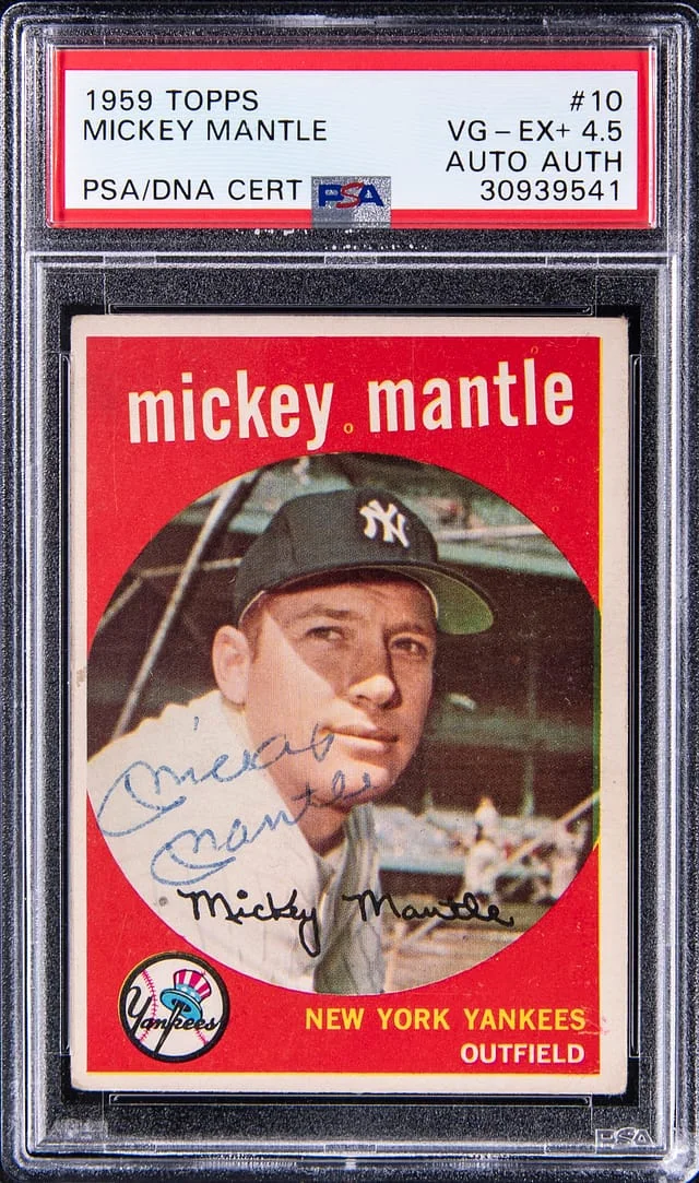 1959 Topps Signed Mickey Mantle #10 card image
