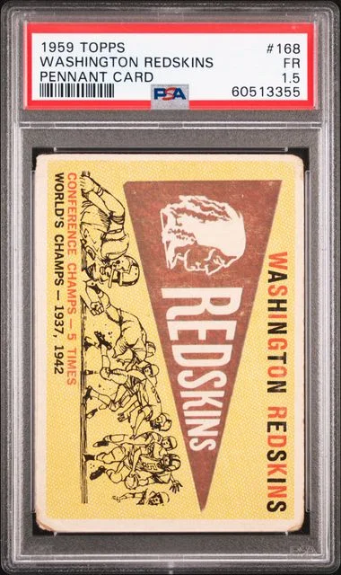 1959 Topps Washington Redskins Pennant Card #168 card image