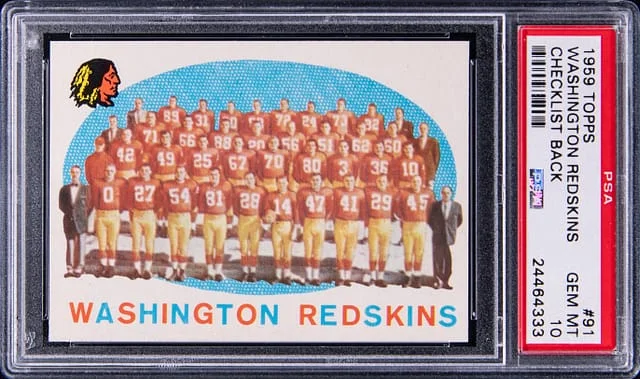 1959 Topps Washington Redskins, Checklist Back #91 card image