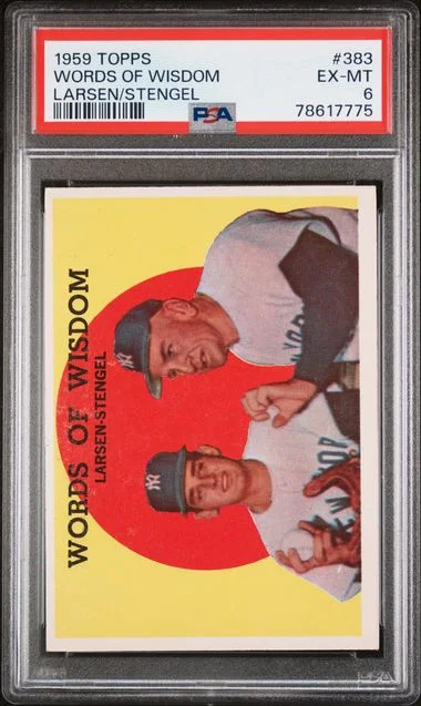 1959 Topps Words Of Wisdom Larsen/Stengel #383 card image