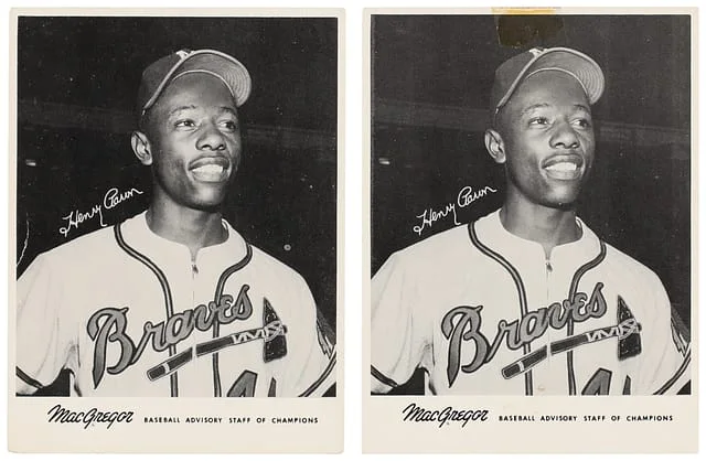 1960 MacGregor Advisory Staff Premiums Hank Aaron Pair (2) x 5 #4 card image