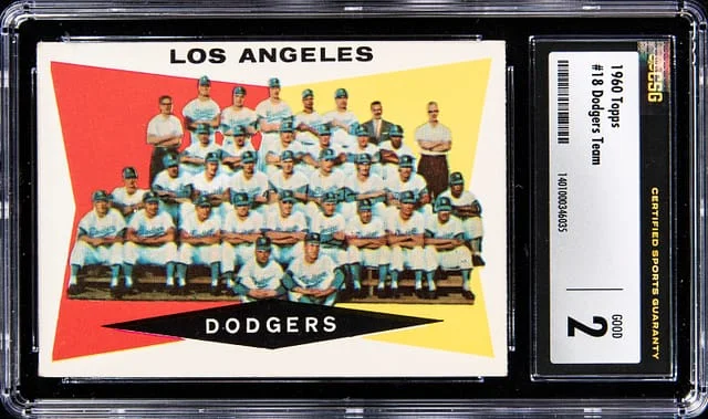1960 Topps Dodgers Team #18 card image