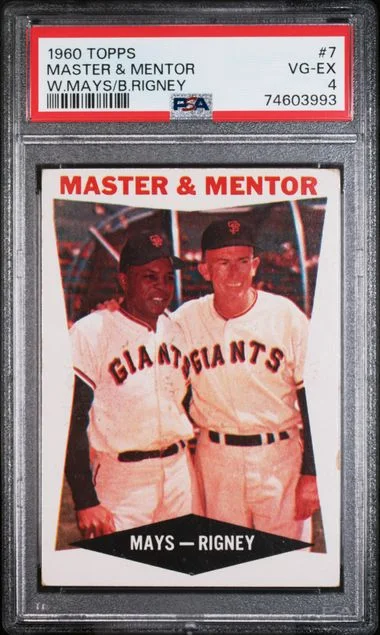 1960 Topps Master & Mentor W.Mays/B.Rigney #7 card image