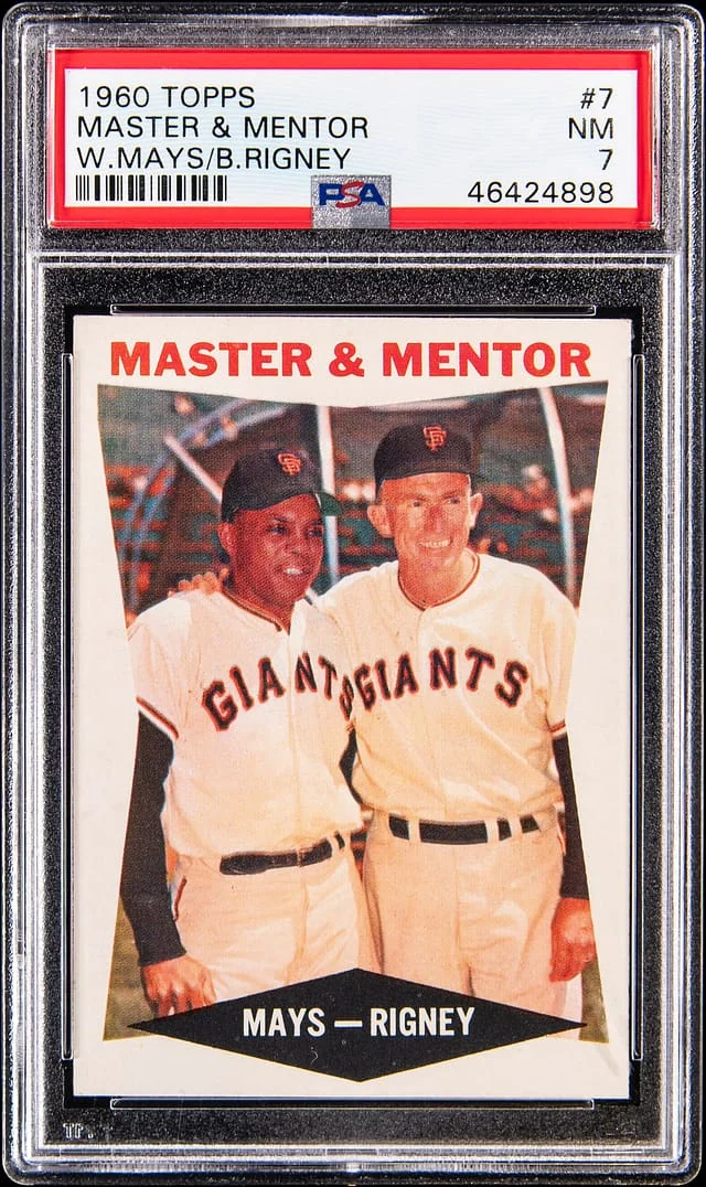 1960 Topps Willie Mays / Bill Rigney Master & Mentor #7 card image