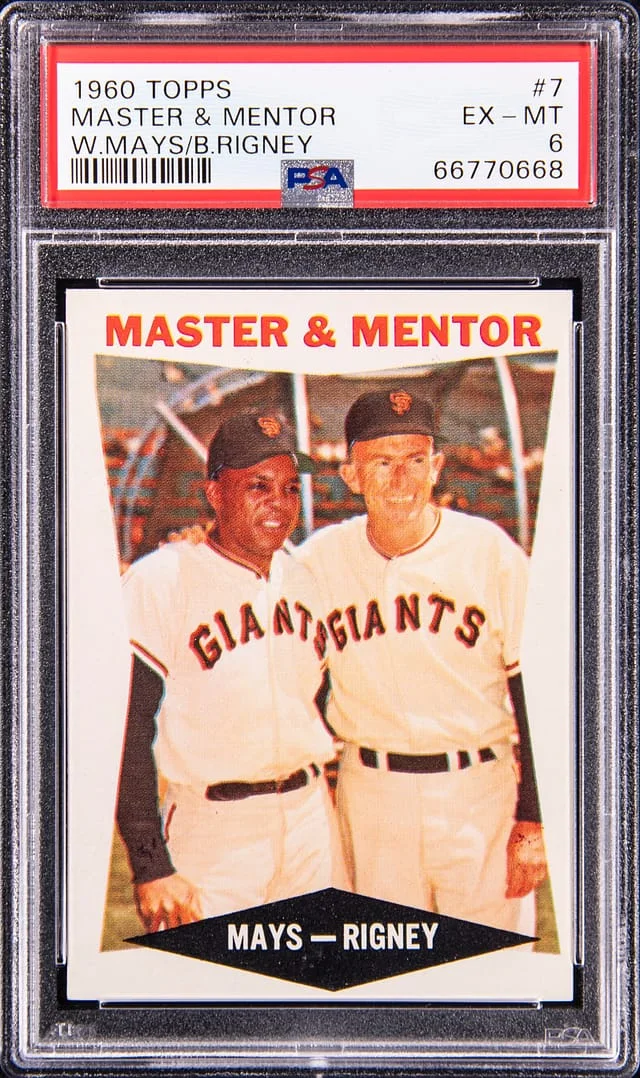 1960 Topps Willie Mays/Bill Rigney Master & Mentor #7 card image