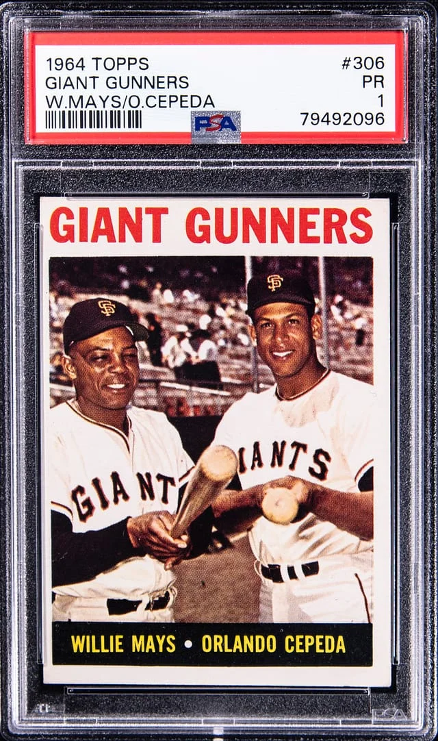 1960 Topps Willie Mays/Orlando Cepeda Giant Gunners #306 card image