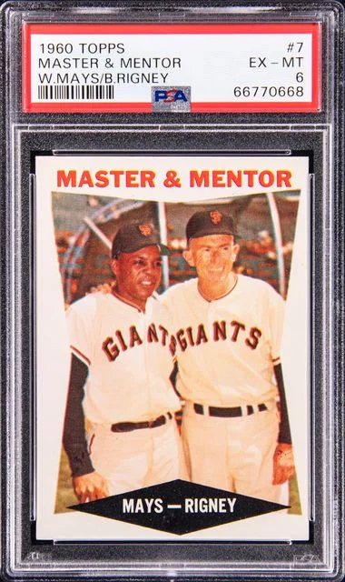 1960 Topps W.Mays/B.Rigney Master & Mentor #7 card image