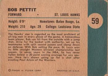 1961-62 Fleer Bob Pettit #59 card back image