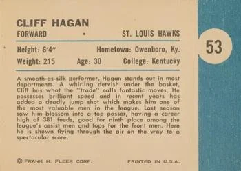 1961-62 Fleer Cliff Hagan #53 card back image