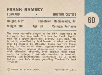 1961-62 Fleer Frank Ramsey #60 card back image