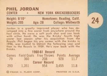 1961-62 Fleer Phil Jordon #24 card back image